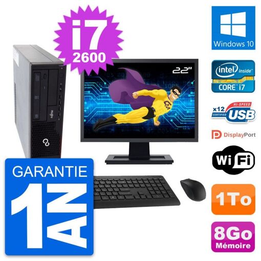 Fujitsu E910 DT 22-Inch Desktop PC - Intel i7, 8GB RAM, 1TB HDD, Windows 10, WiFi