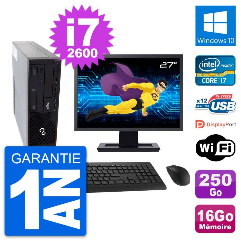 Fujitsu E910 DT 27-Inch PC - Intel i7, 16GB RAM, 250GB SSD, Windows 10, WiFi