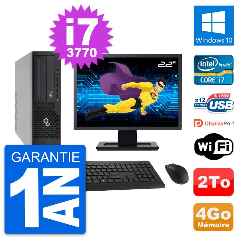 Fujitsu E910 DT 22-inch Computer - Intel i7, 4GB RAM, 2TB HDD, Windows 10, WiFi