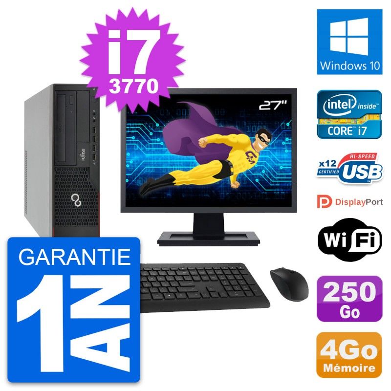 Fujitsu E910 DT 27-Inch PC - Intel i7, 4GB RAM, 250GB HDD, Windows 10, WiFi