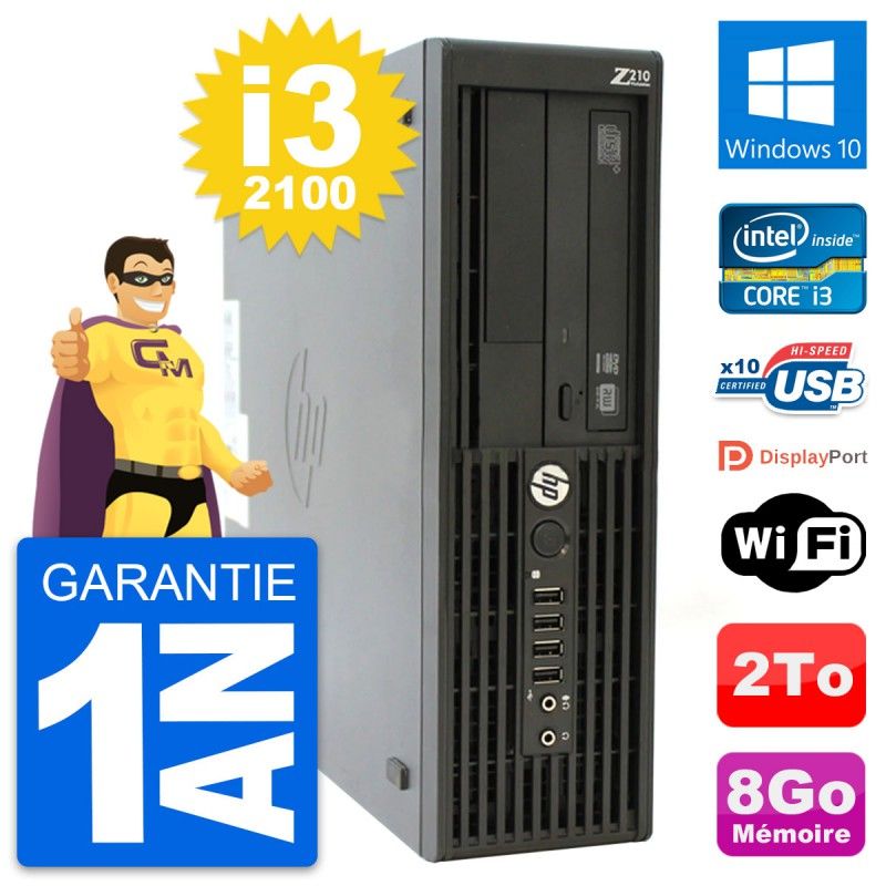 HP WorkStation Z210 SFF Core i3-2100 8GB RAM 2TB HDD Windows 10 WiFi