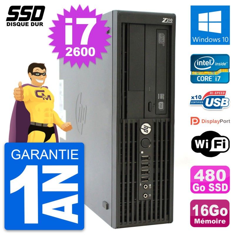 HP WorkStation Z210 SFF - Intel i7-2600, 16GB RAM, 480GB SSD, Windows 10, WiFi