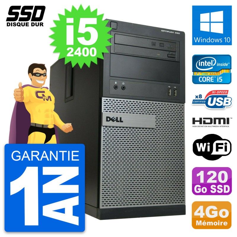 Dell OptiPlex 390 MT Core i5 Laptop - 4GB RAM, 120GB SSD, HDMI, Windows 10, Wifi
