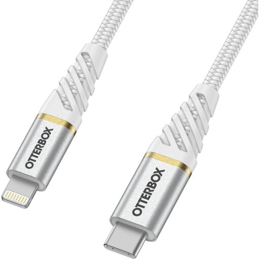 Câble OtterBox Premium Lightning - 1 m - Blanc nuageux - USB-C vers Lightning - 60W Livraison d'énergie