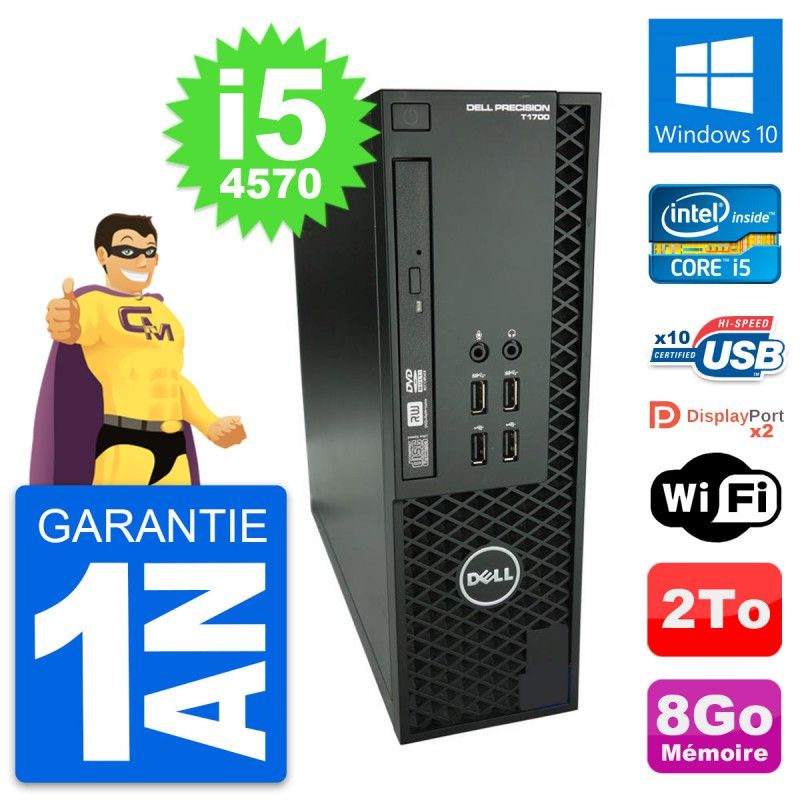 Dell Precision T1700 SFF Desktop - Intel i5-4570, 8GB RAM, 2TB HDD, Windows 10, WiFi