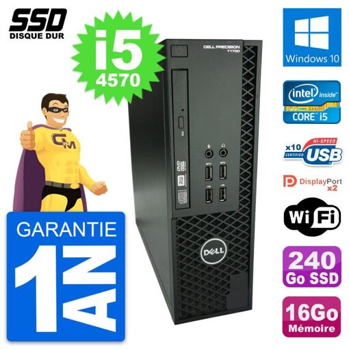 Computadora Dell Precision T1700 SFF - Procesador Intel Core i5-4570, 16GB de RAM, 240GB SSD, Windows 10, Wifi
