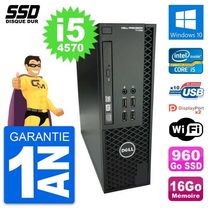 Dell Precision T1700 SFF PC - Intel i5-4570, 16GB RAM, 960GB SSD, Windows 10, Wifi