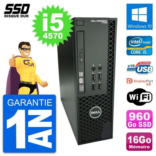 Dell Precision T1700 SFF PC - Intel i5-4570, 16GB RAM, 960GB SSD, Windows 10, Wifi