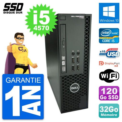 PC de escritorio Dell Precision T1700 SFF - Intel i5-4570, 32GB de RAM, 120GB SSD, Windows 10, Wifi