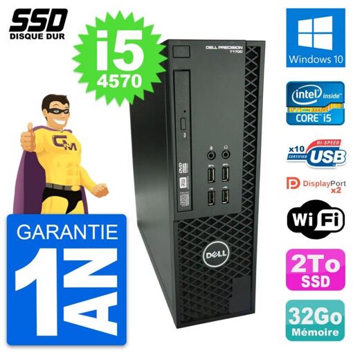 Ordinateur Dell Precision T1700 SFF - Processeur Intel Core i5-4570, 32 Go de RAM, 2 To SSD, Windows 10, WiFi