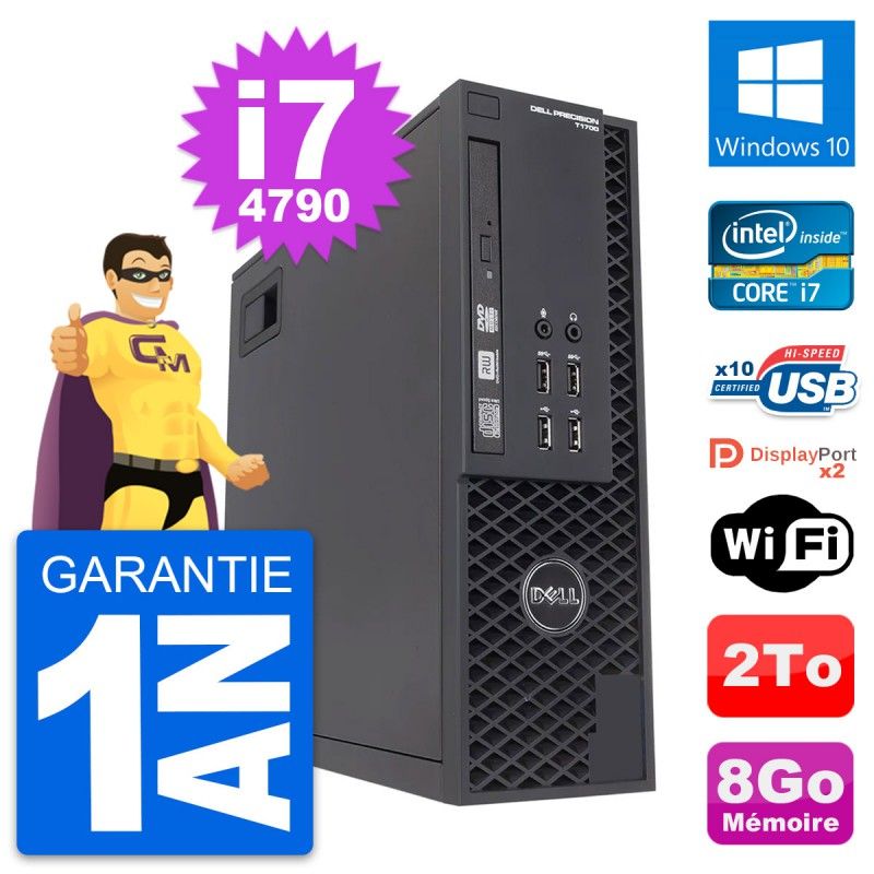 Dell Precision T1700 SFF Computer - Intel i7-4790, 8GB RAM, 2TB HDD, Windows 10, WiFi