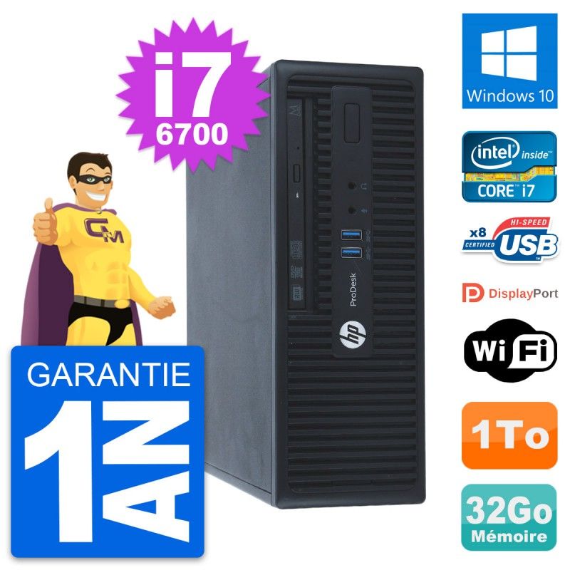 HP ProDesk 400 G3 SFF PC - Intel Core i7, 32GB RAM, 1TB HDD, Windows 10, WiFi