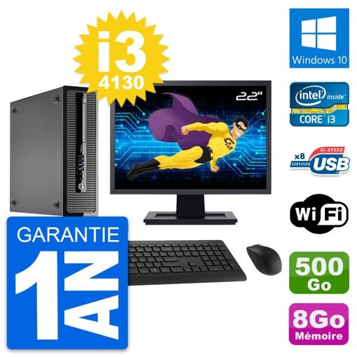 Computadora de escritorio HP ProDesk 400 G1 SFF, Intel i3-4130, 8 GB de RAM, 500 GB HDD, Pantalla de 22'', Windows 10