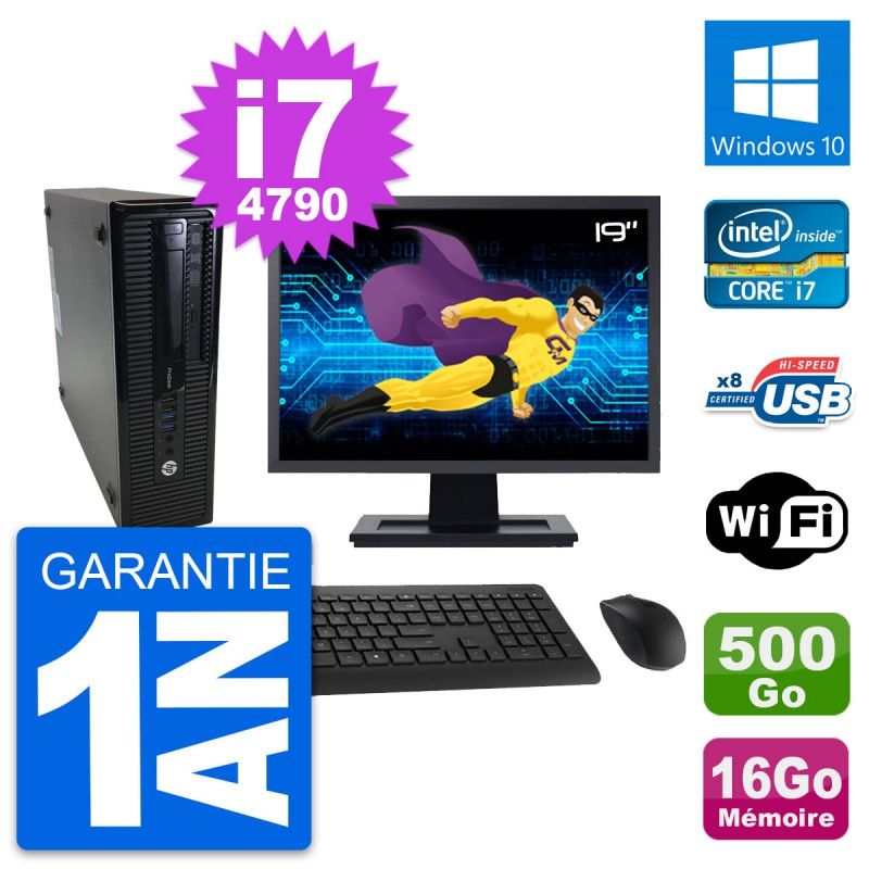 HP ProDesk 400 G1 SFF Desktop PC - 19" Screen, Intel i7-4790, 16GB RAM, 500GB HDD