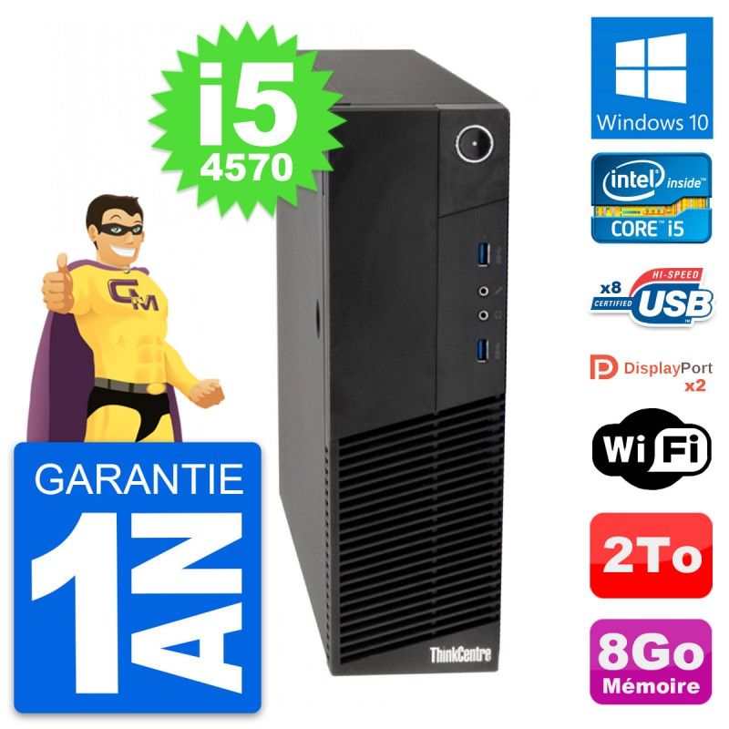 Lenovo ThinkCentre M83 SFF Desktop PC - Intel i5-4570, 8GB RAM, 2TB HDD, Windows 10, WiFi