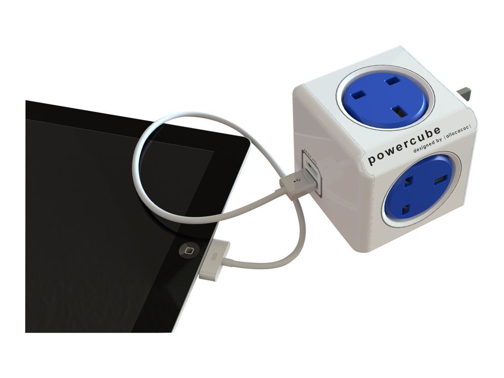 Allocacoc PowerCube USB - Power Strip - 110-240V AC - 5 Output Connectors - Cobalt Blue