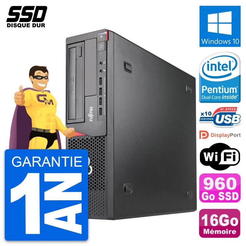 Fujitsu Esprimo E920 DT Desktop PC - Intel G3220, 16GB RAM, 960GB SSD, Windows 10, WiFi