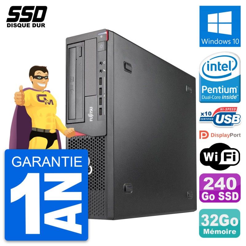 Fujitsu Esprimo E920 DT Desktop PC - Intel Pentium G3220, 32GB RAM, 240GB SSD, Windows 10, WiFi