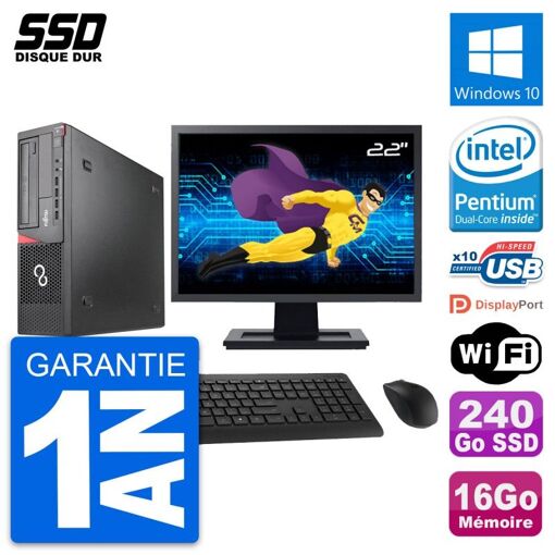 Fujitsu E920 DT 22-inch PC - Intel G3220, 16GB RAM, 240GB SSD, Windows 10