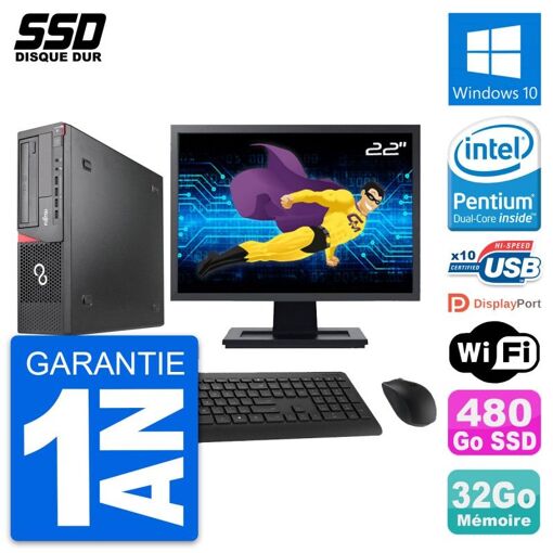 Fujitsu E920 DT 22-inch PC - Intel G3220, 32GB RAM, 480GB SSD, Windows 10, WiFi