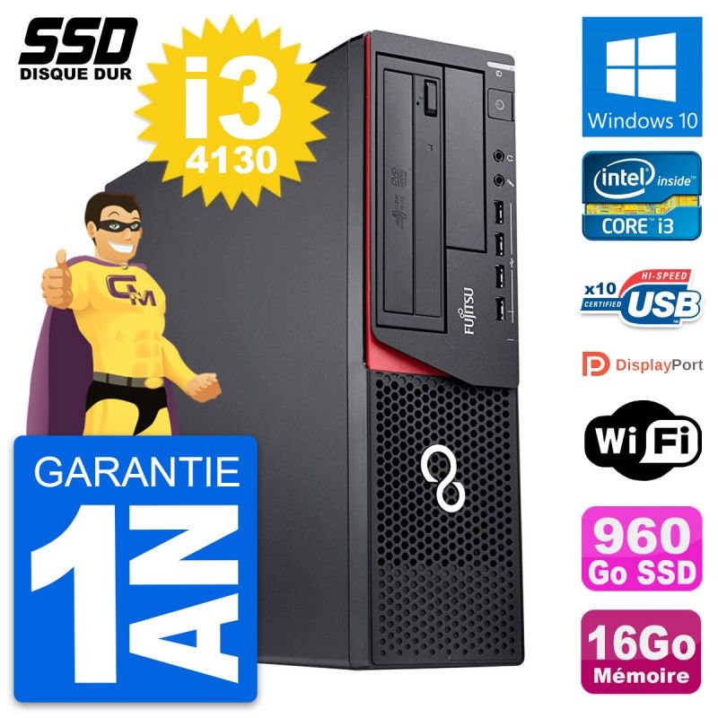 Fujitsu Esprimo E920 DT Desktop PC - Intel Core i3-4130, 16GB RAM, 960GB SSD, Windows 10, WiFi