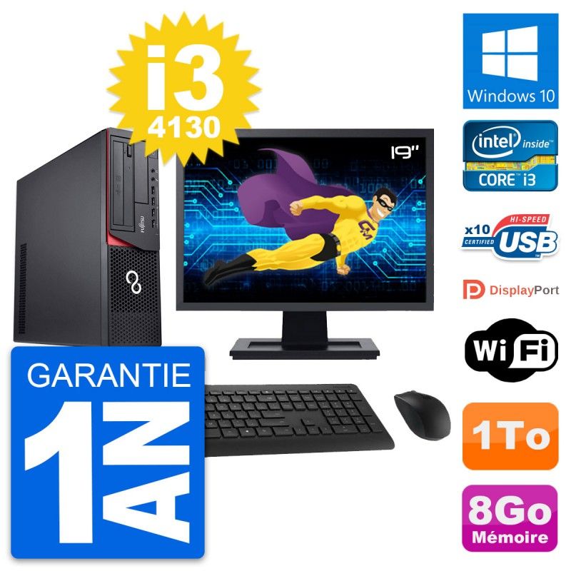 Fujitsu E920 DT 19-Inch Desktop PC - Intel i3-4130, 8GB RAM, 1TB HDD, Windows 10, WiFi
