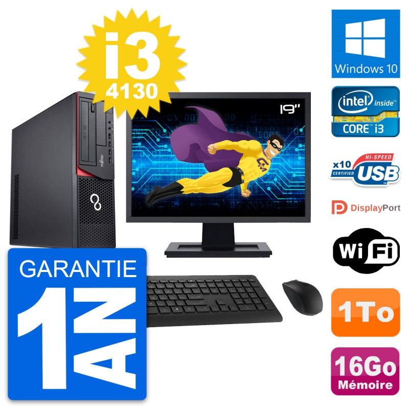 Fujitsu E920 DT 19-Inch PC (Intel i3-4130, 16GB RAM, 1TB HDD, Windows 10, WiFi)