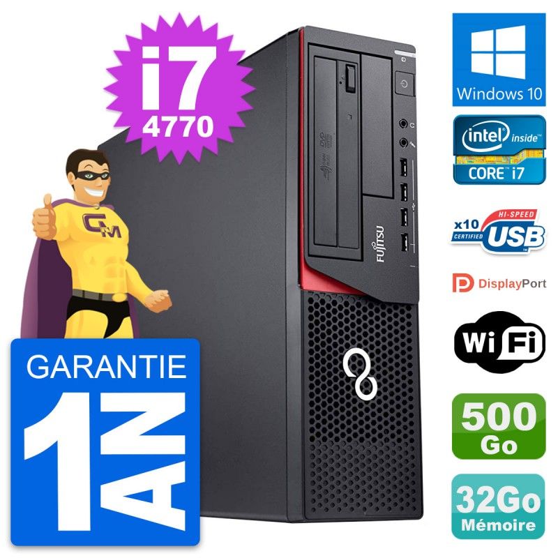 Fujitsu Esprimo E920 DT Desktop PC - Intel i7-4770, 32GB RAM, 500GB HDD, Windows 10, WiFi