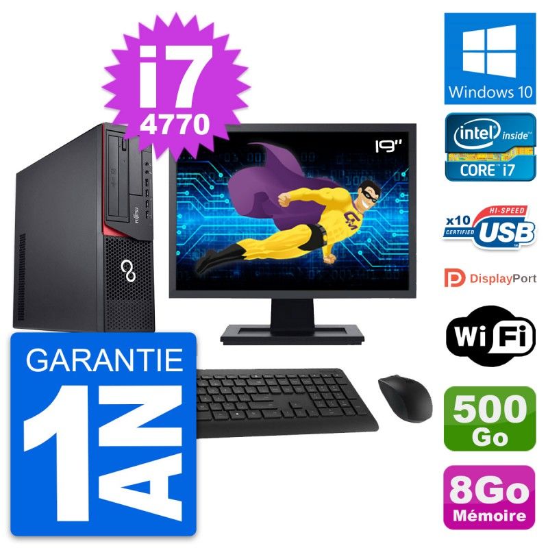 Fujitsu E920 DT 19-inch PC - Intel i7, 8GB RAM, 500GB HDD, Windows 10, WiFi