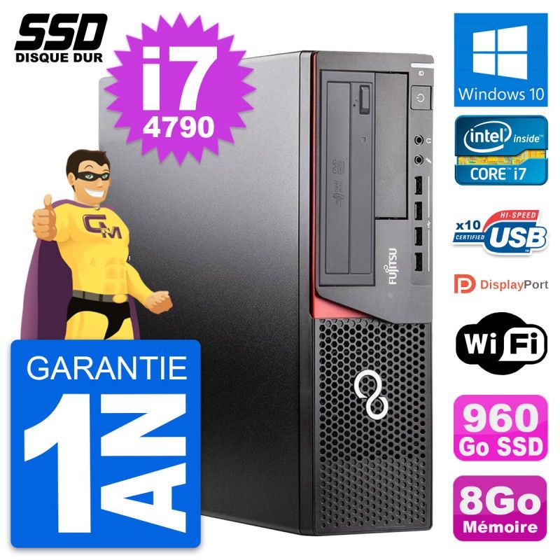 Fujitsu Esprimo E920 DT Desktop Computer - Intel Core i7-4790, 8GB RAM, 960GB SSD, Windows 10, WiFi