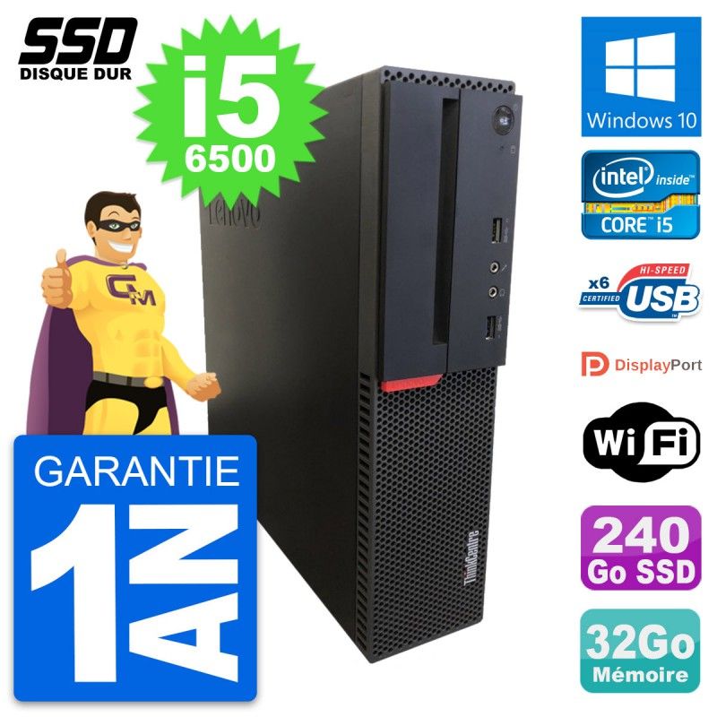 Lenovo ThinkCentre M700 SFF Desktop PC - Intel i5-6500, 32GB RAM, 240GB SSD, Windows 10, WiFi