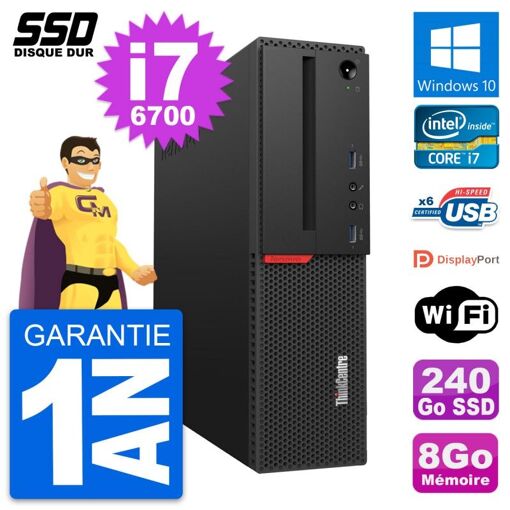 Computadora de escritorio Lenovo ThinkCentre M700 SFF - Intel i7-6700, 8 GB de RAM, 240 GB SSD, Windows 10, WiFi