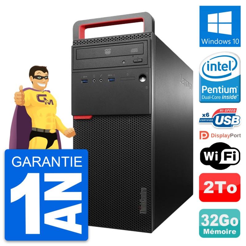 Lenovo ThinkCentre M700 Desktop PC - Intel G4400, 32GB RAM, 2TB Storage, Windows 10, WiFi