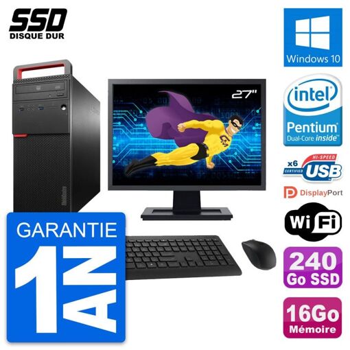 Computadora de escritorio Lenovo M700, pantalla de 27'', procesador Intel G4400, 16GB de RAM, 240GB SSD, Windows 10, WiFi