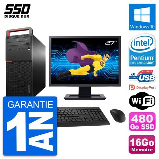 Computadora de escritorio Lenovo M700, pantalla de 27', procesador Intel G4400, 16GB de RAM, 480GB SSD, Windows 10, Wi-Fi