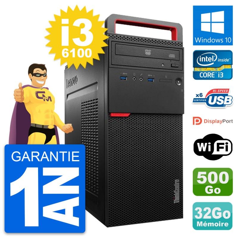 Lenovo ThinkCentre M700 i3-6100 32GB RAM 500GB HDD Windows 10 WiFi Desktop PC