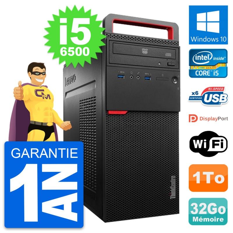 Lenovo ThinkCentre M700 Core i5-6500 32GB RAM 1TB HDD Windows 10 Wi-Fi Desktop PC