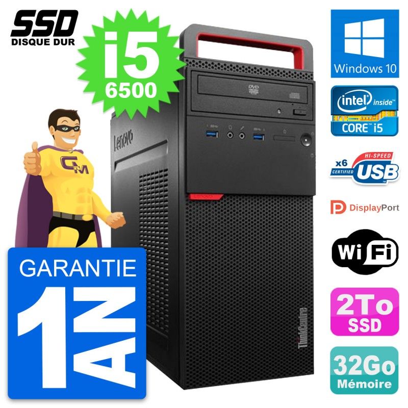 Lenovo ThinkCentre M700 Desktop PC - Intel i5-6500, 32GB RAM, 2TB SSD, Windows 10, WiFi