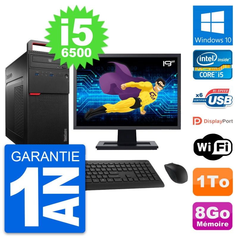 Lenovo M700 Desktop Computer, 19" Screen, Intel i5-6500, 8GB RAM, 1TB HDD, Windows 10, WiFi