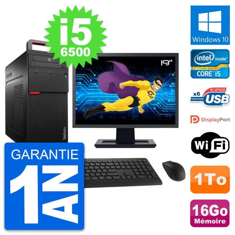 Lenovo M700 Desktop Computer - 19" Screen, Intel i5-6500, 16GB RAM, 1TB HDD, Windows 10