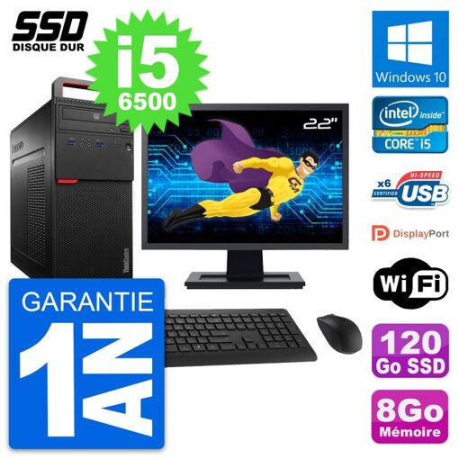 Computadora de escritorio Lenovo M700, pantalla de 22', procesador Intel i5-6500, 8 GB de RAM, 120 GB SSD, Windows 10, WiFi