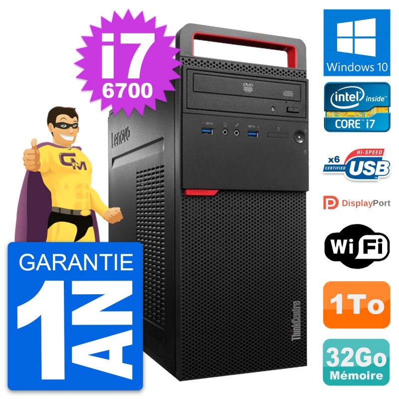 Lenovo ThinkCentre M700 Core i7-6700 32GB RAM 1TB HDD Windows 10 WiFi Desktop PC