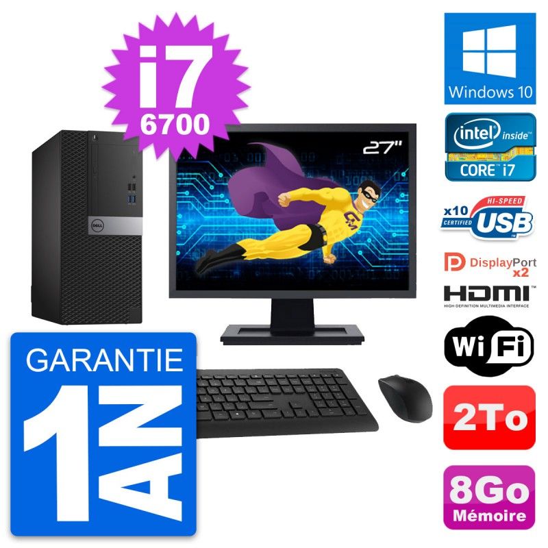 Dell OptiPlex 7040 Desktop PC - 27" Screen, Core i7-6700, 8GB RAM, 2TB HDD