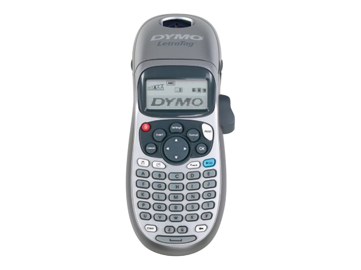 Dymo LetraTag LT-100H Label Maker - Monochrome - Direct Thermal - 1.2cm Roll - 160dpi - Up to 7mm/sec - Cutter - 1-Line or 2-Line Printing - Real-Time Clock - Silver