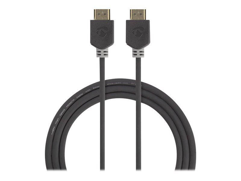 Nedis HDMI Cable with Ethernet - 1m, Shielded, Slate Grey