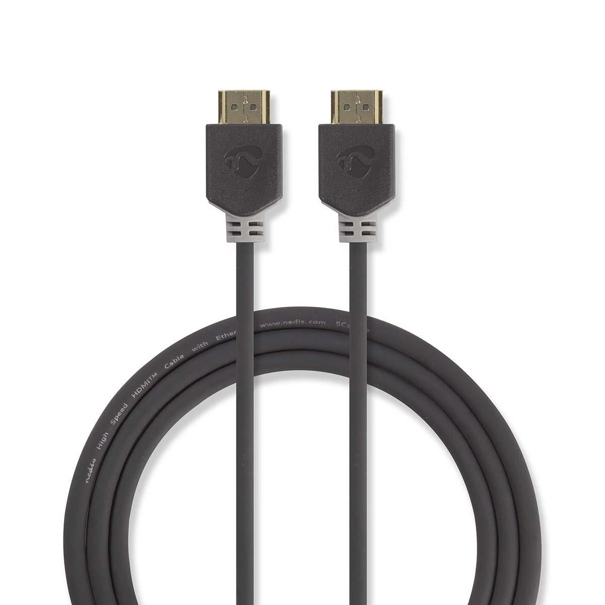 Nedis HDMI Cable with Ethernet - 7.5m - Charcoal Round
