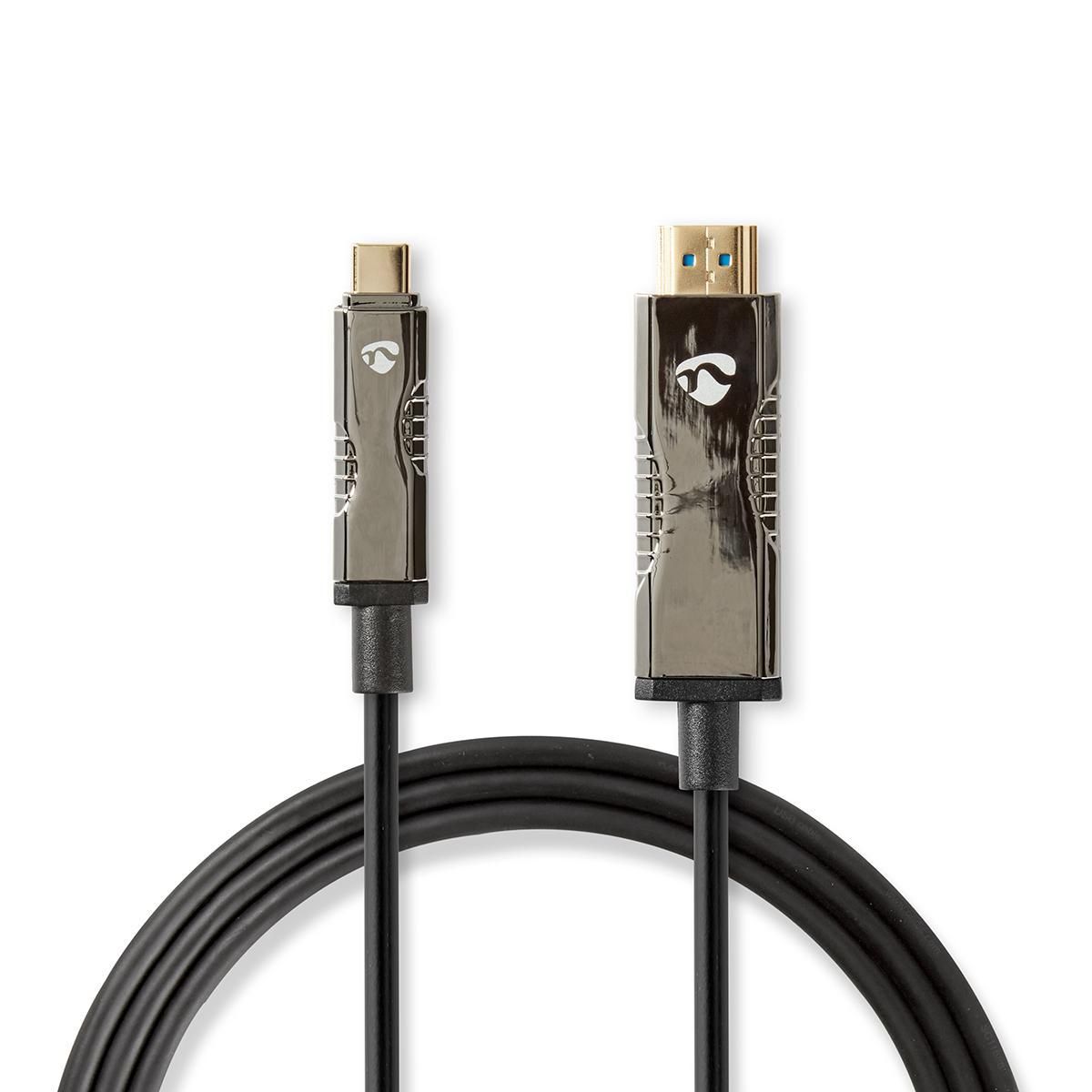 Cable Nedis USB Tipo-C a HDMI, 50m Negro