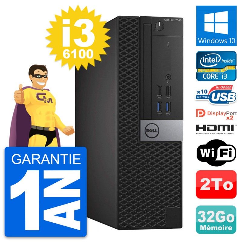 Dell OptiPlex 7040 SFF Core i3-6100, 32GB RAM, 2TB HDD, HDMI, Windows 10, WiFi