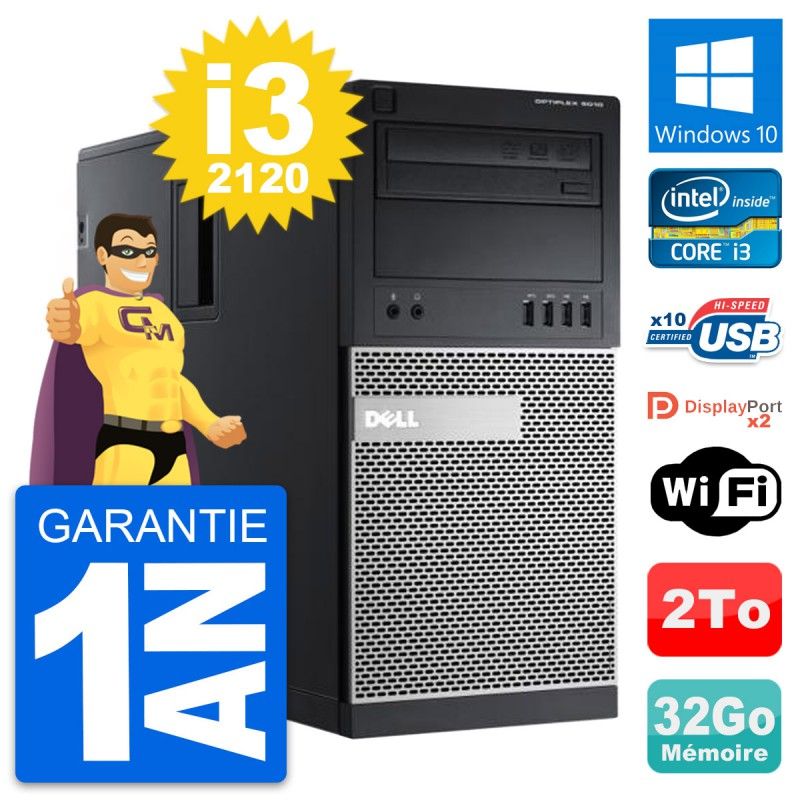 Dell OptiPlex 9010 Desktop PC - Intel i3-2120, 32GB RAM, 2TB HDD, Windows 10, WiFi
