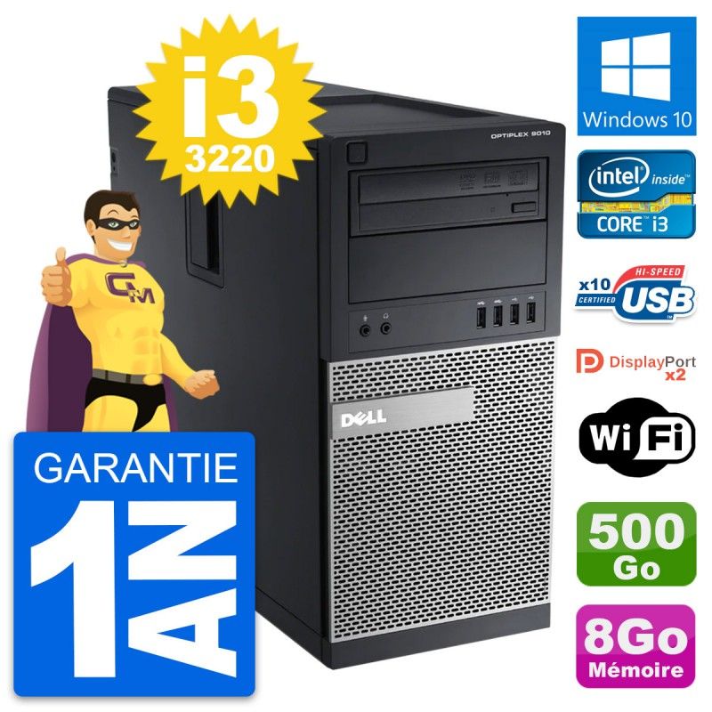 Dell OptiPlex 9010 Desktop Computer - Intel i3-3220, 8GB RAM, 500GB HDD, Windows 10, WiFi